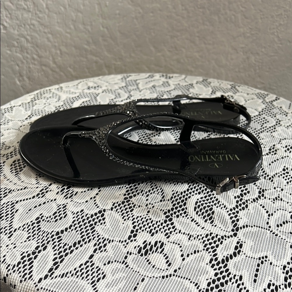 Valentino Black Sandals with Rhinestone Embellishments - Picture 6 of 10